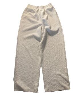 C'ISA Sweatpants Womens Small White Quilted Textured Knit Elastic Waist Relaxed